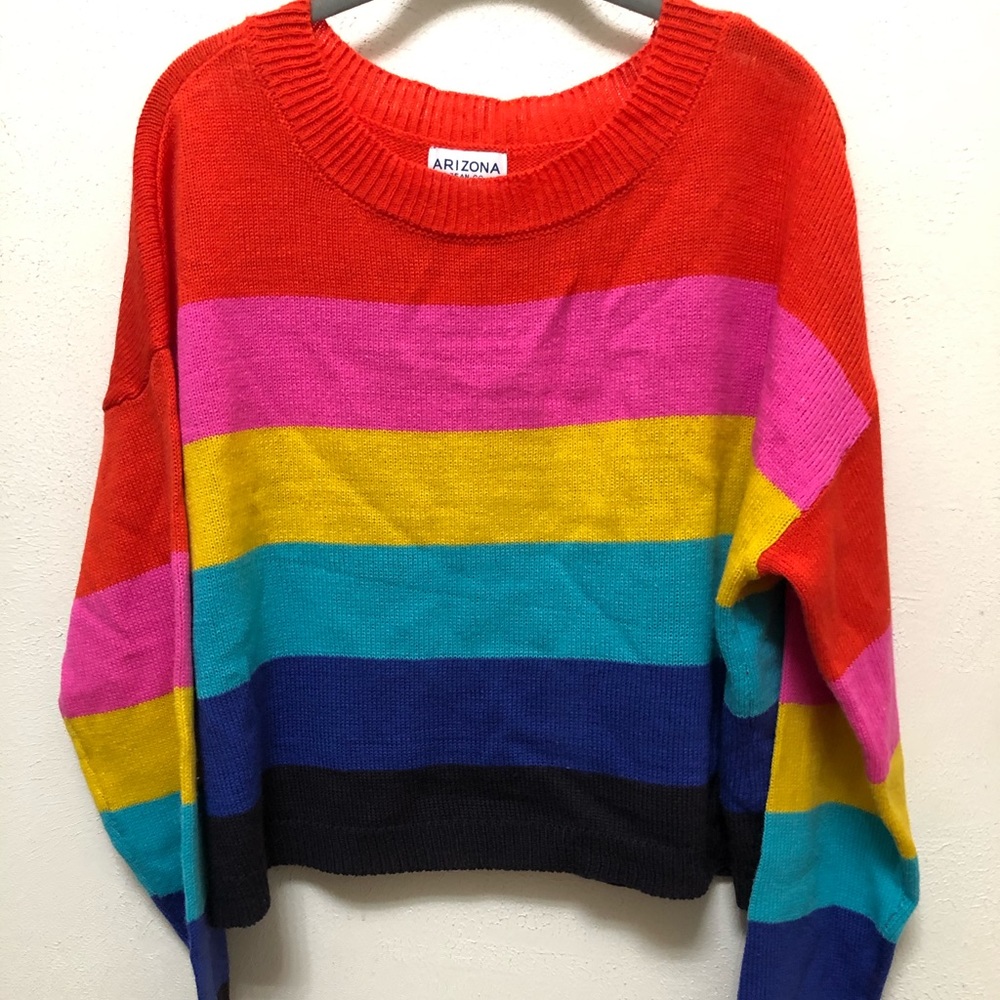 Rainbow Wide Neck Sweater